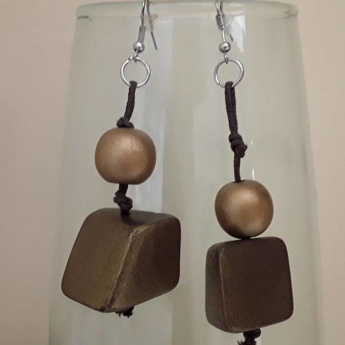 Boucles d oreille perles en bois