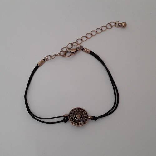 Bracelet fil noir et bronze