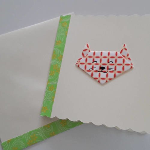 Carte de voeux carré origami et son enveloppe