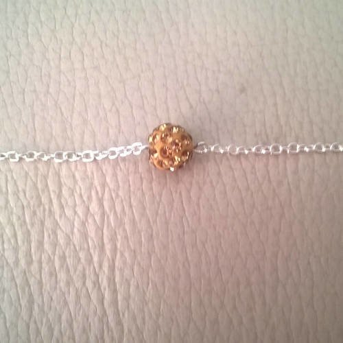 Bracelet cheville argenté perle shamballa