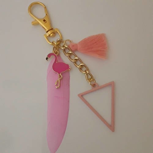 Porte clés ou bijou de sac flamant rose