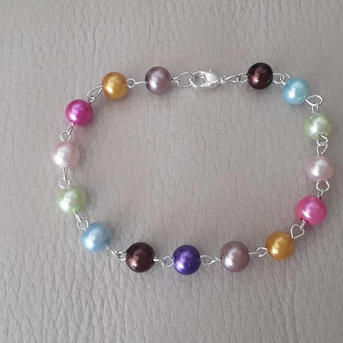 Bracelet perles de nacre multicolores