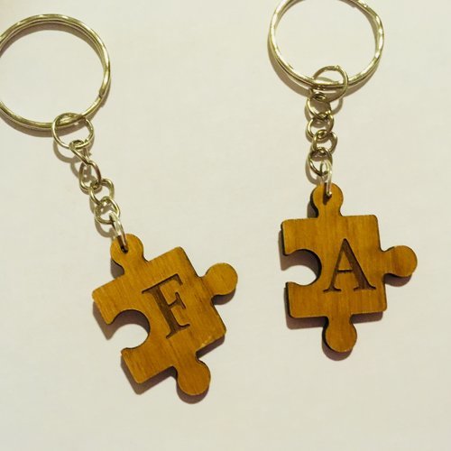 Porte clés personnalisé puzzle duo gravé 