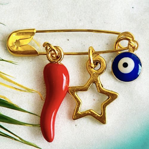 Broche ange, corne porte bonheur protection