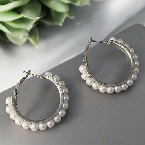 Boucles d oreilles élégante créole perlée