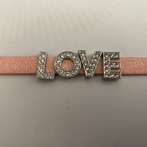 Bracelet lanière pailleté love