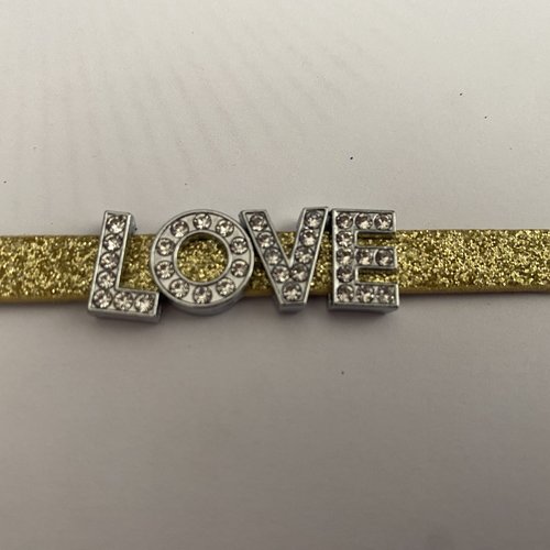 Bracelet lanière pailleté love