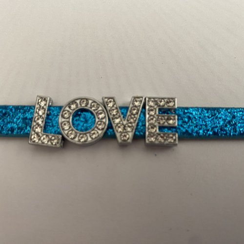 Bracelet lanière pailleté love