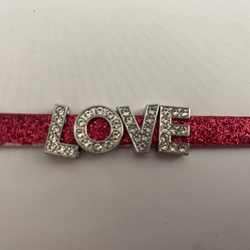 Bracelet lanière pailleté love