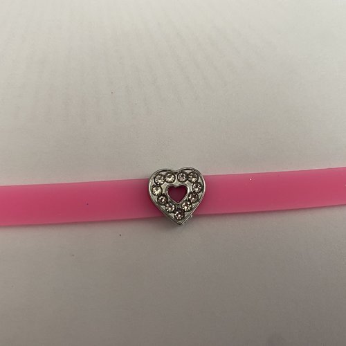 Bracelet lanière cœur strass