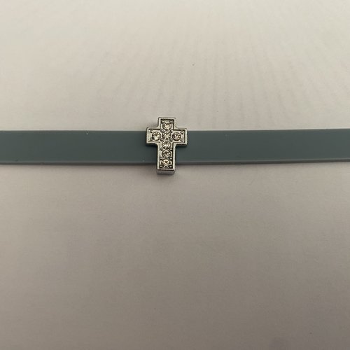 Bracelet lanière croix strass