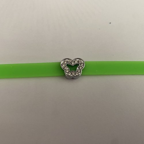 Bracelet lanière papillon strass