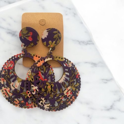 Boucles d’oreilles bois fleuris