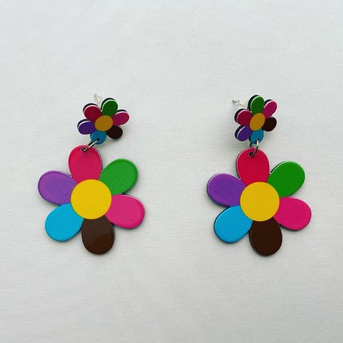 Boucles d oreille fleurs colorées