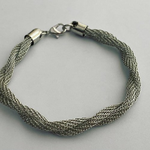 Bracelet torsade métal argenté