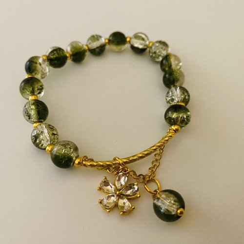 Bracelet perles et chaîne doré