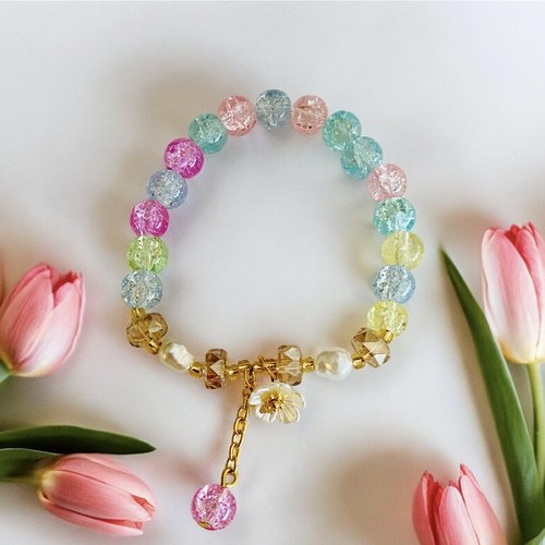 Bracelet perles pastel acidulé