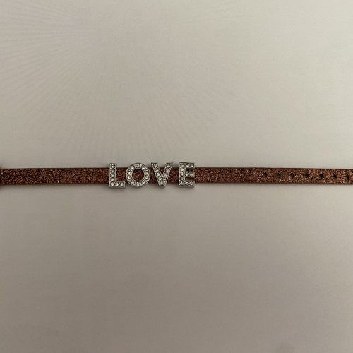Bracelet lanière pailleté love