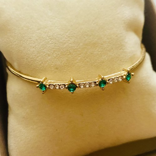 Bracelet jonc or et émeraude
