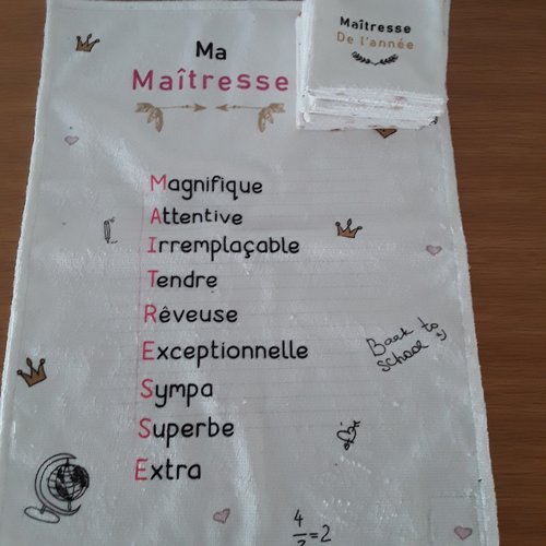 Set de 12 lingettes et une serviette ma maitresse