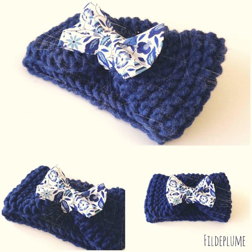 Bandeau laine bébé avec noeud