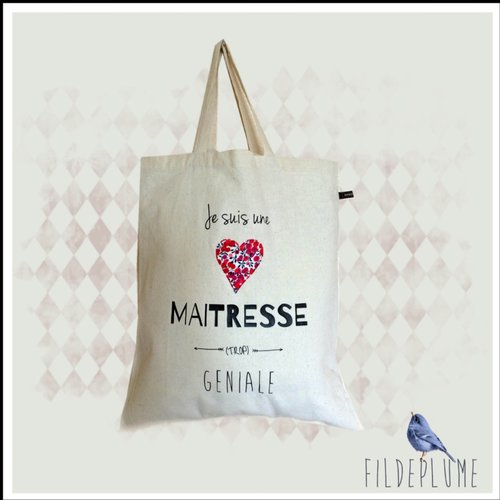 Tote bag maîtresse géniale intemporel