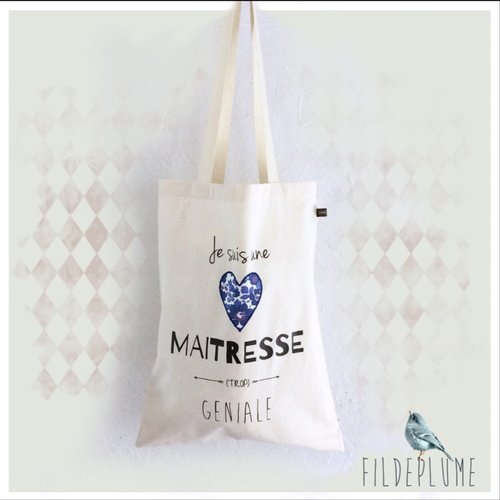 Tote bag maitresse géniale nouveau classique