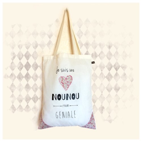 Tote bag nounou géniale nouveau classique