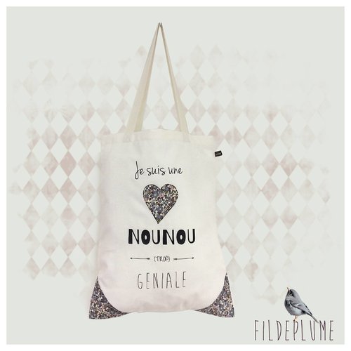 Tote bag nounou géniale nouveau classique metallic