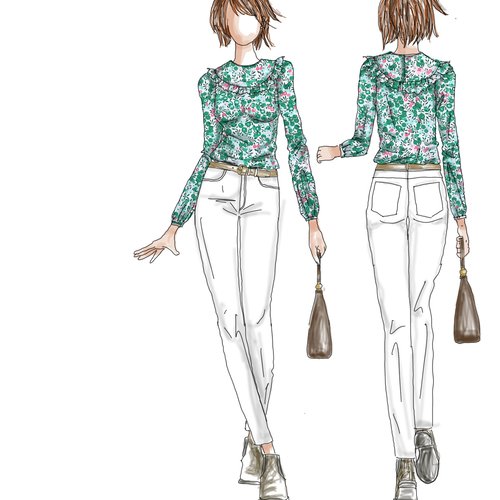Blouse femme découpe volantée liberty intemporel classique