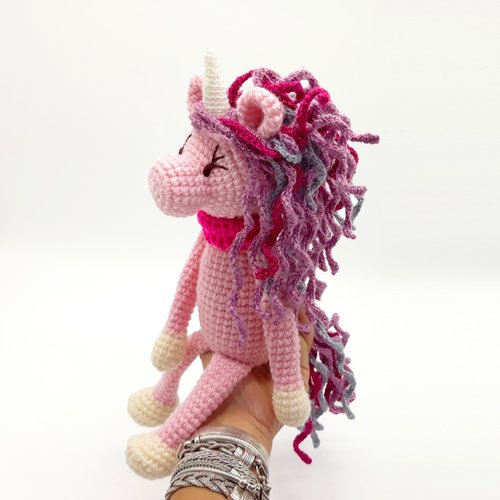 Doudou Licorne Rose Au Crochet Ecologique Peluche Licorne Cadeau De Naissance Fille Et Garcon Cadeau Bebe Amigurumi Un Grand Marche