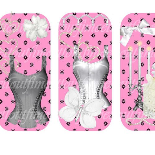 3 marques page digitale corset parfumé rose(envoi mail) 