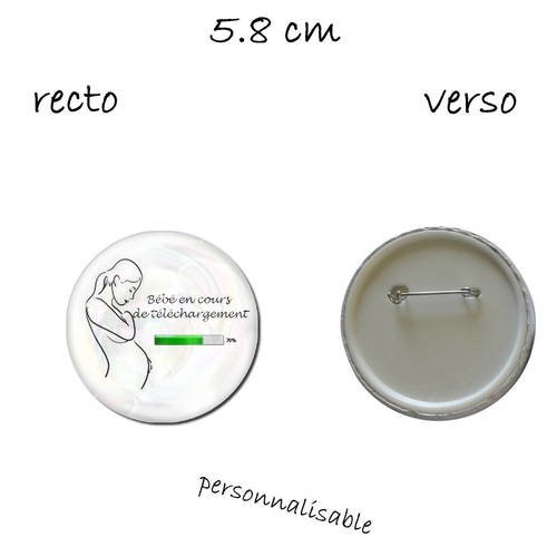Badge métier ,5.8 cm  texte personnalisable, bébé en cours telechargement 