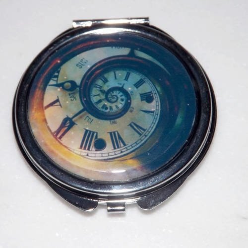 Miroir de poche cabochon resine horloge tourbillon,steampunk 