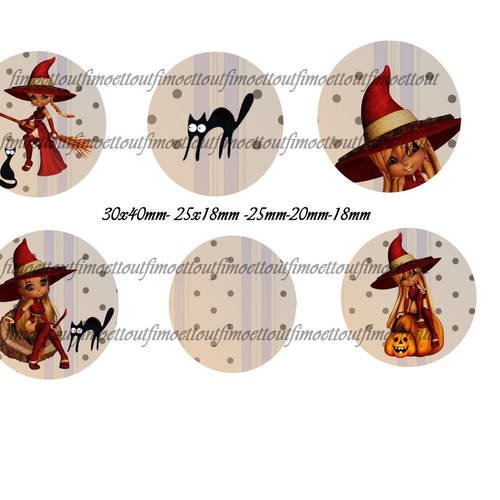 30image digitale cabochon witch and cat   (envoi mail) 