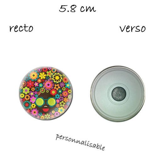 1 magnet 58 mm, hippie , flower , peace and love 