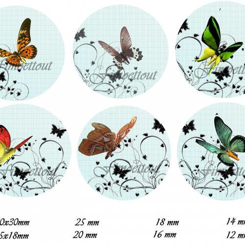 48image digitale cabochon les papillons ,ovale et rond(envoi mail) 
