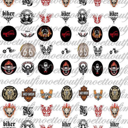 60 images digitale cabochon bikers, skulls , rond 25m et ovale 25x18 mm (envoi par email) 