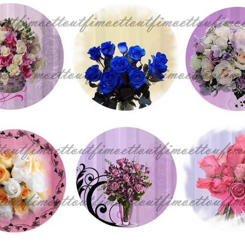 30image digitale cabochon bouquet de rose (envoi mail) 