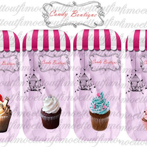 4 marque page digitale candy boutique,cupcake,gateau(envoi mail) 