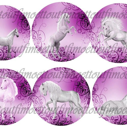 36image digitale cabochon les licornes fond violet(envoi mail) 