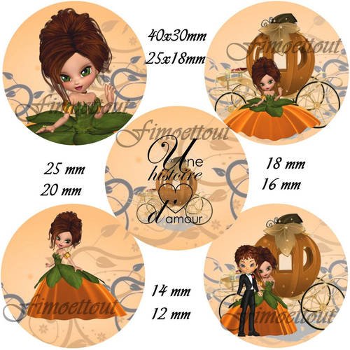 40image digitale cabochon princesse pumpkin,ovale et rond/envoi 