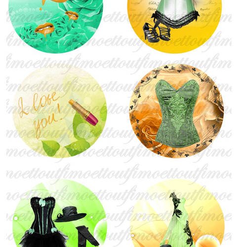 30 images digitale glamour sexy vert orange, corset ,ovale (envoi mail) 