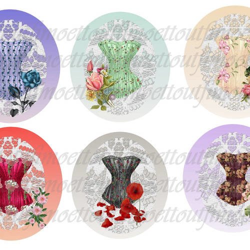 36image digitale cabochon corset fleuri(envoi mail) 