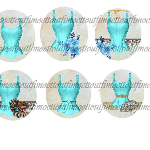 36image digitale cabochon corset turquoise (envoi mail) 