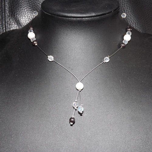 Charmant collier de mariage "dark beauty",avec perle cristal,hematite, verre possibilité autre couleur selon stock, idéal 