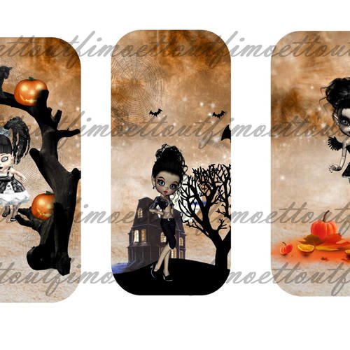 3 marques page digitale fille d'halloween(envoi mail) 