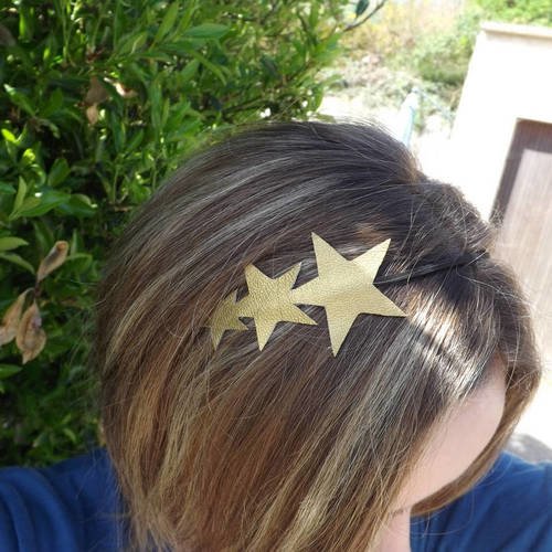 Headband cuir simili, étoile filante , trio étoile doré 
