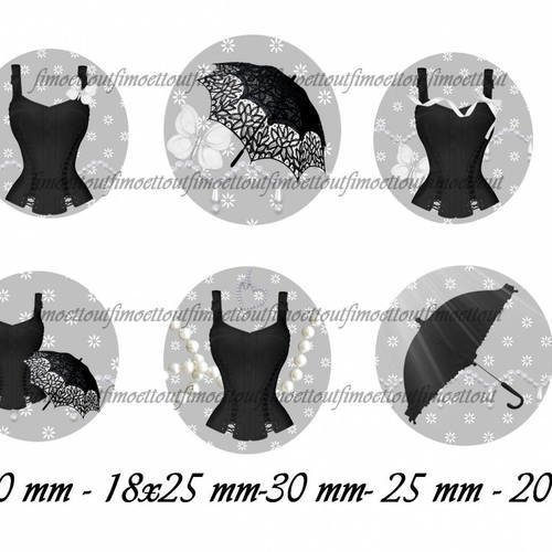 30image digitale cabochon corset et ombrelle noir(envoi mail) 