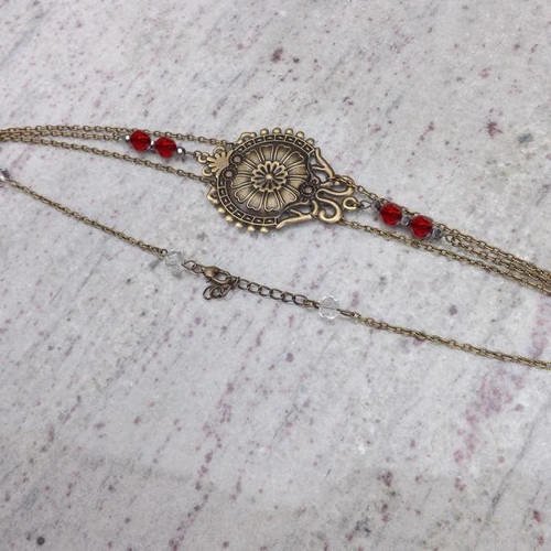 Jolie headband bijoux de cheveux, accessoire vintage, romantique, style ethnique , perle cristal rouge (autre couleur de perle 
